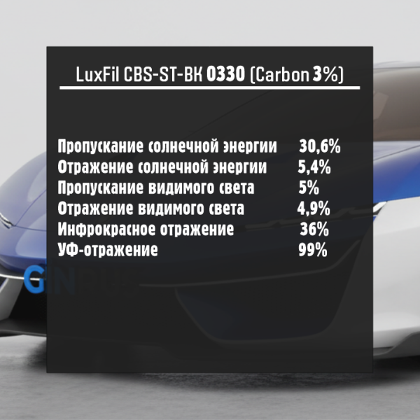 Тонировочная пленка CBS-ST-BK 0330 LUXFIL CARBON 3% (1,52*30м.)